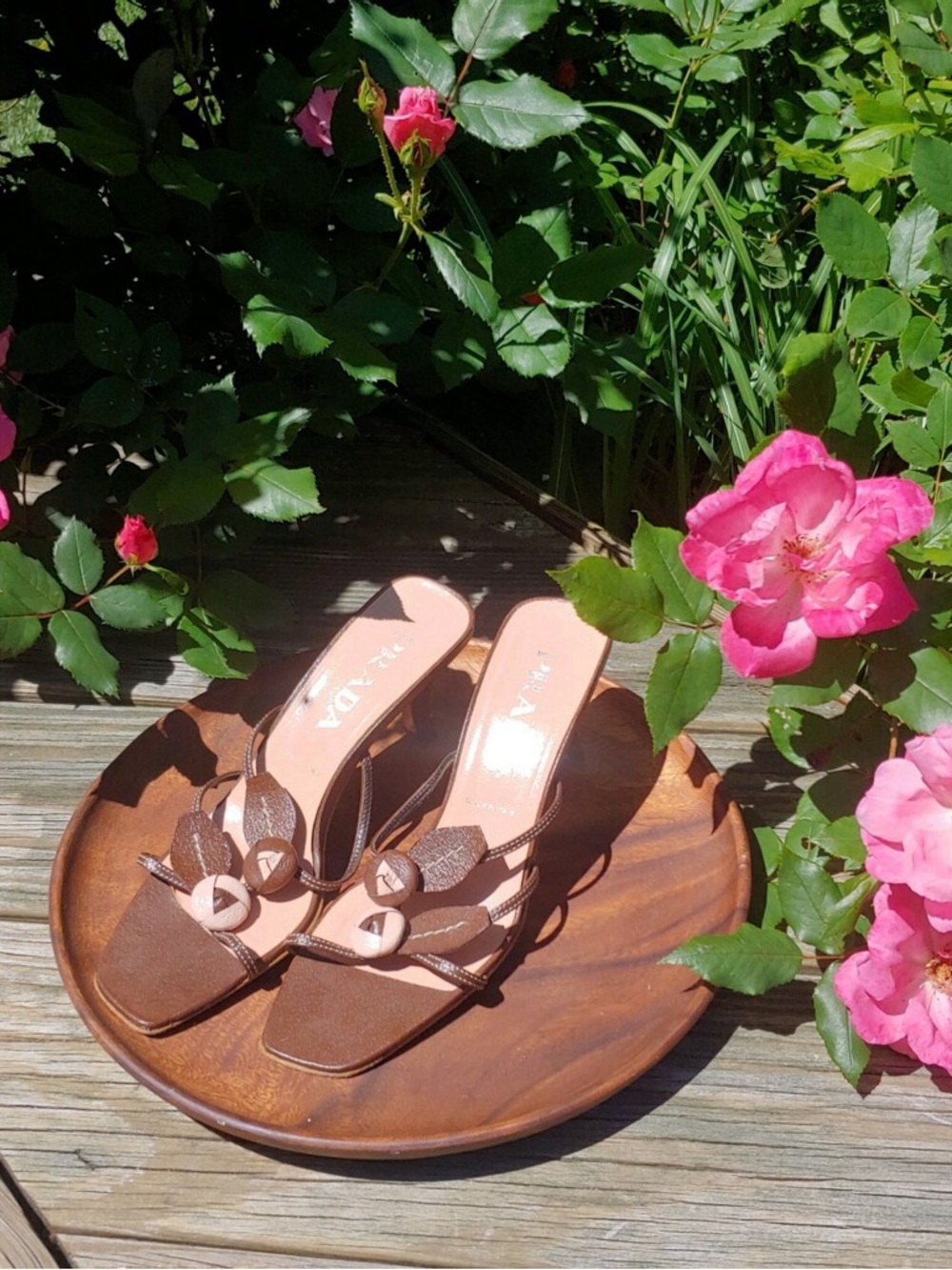 Prada Brown Leather Knot-Detail Heeled Sandals - Picture 5 of 5